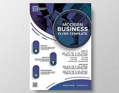 a modern business flyer template with blue accents