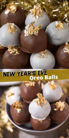 new year's eve oreo balls with gold sprinkles