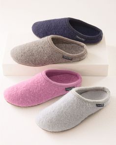 Classic meets comfy in these low-profile pure boiled wool mule slippers from Haflinger, who know how to make a slipper you'll really want to slip into. You'll love the natural temperature regulation, wicking properties, superior support, and durability. Rubber outsole. Women's classic boiled wool slippers by Haflinger. Comfy Slippers Women, Italian Leather Bags, Women's Shoes Accessories, Wool Slippers, Garnet Hill, Boiled Wool, Swag Shoes, Slipper Shoes, Leather Bags