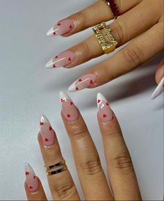 Vday Nails, February Nails, Nail Designs Valentines, Almond Nails Designs, Heart Designs, Nails Red, Heart Nails, Valentine's Day Nails, Valentines Nails