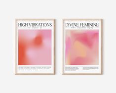 two magazine covers with pink and orange colors