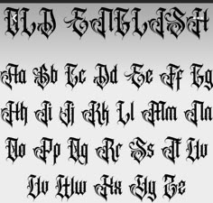 an old gothic font with black lettering