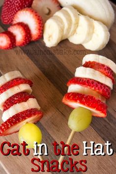 cat in the hat snacks with strawberries and lemons