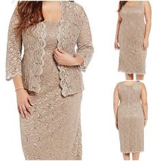 Nwt$189 Sequined Lace Jacket With Sheer 3/4 Sleeves And Scalloped Open Front Sleeveless Dress With Square Neckline And Back Zipper 58% Nylon, 40% Polyester, 2% Spandex; Lining: 100% Polyester Hand Wash Inside Out, Lay Flat To Dry Dress With Square Neckline, Alex Evenings, Lace Jacket, Square Necklines, 50th Anniversary, Square Neckline, Front Open, Lay Flat, Lace Dress