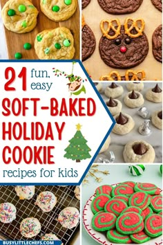 christmas cookies and desserts are featured in this collage