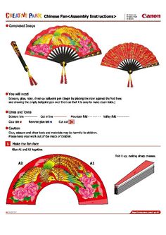 . Chinese Fan Craft, Paper Fan Craft, Learn Chinese Language, Fan Craft, Fan Template, Asian Crafts, Chinese Fans, Chinese Crafts, Chinese New Year Crafts