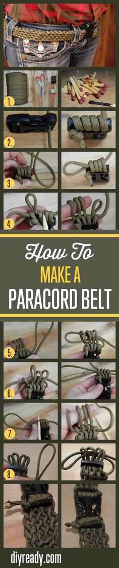 the instructions for how to make a paracord belt with pictures and text on it