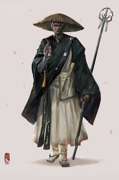 ArtStation - . Yi's submission on Feudal Japan: The Shogunate - Character Design Sekiro Character Design, Japanese Monk Character Design, Japan Fantasy Art, Fantasy Japanese Clothing, Wuxia Character Design, Japan Character Design, Character Design Japanese, Japanese Fantasy Art, Monk Artwork