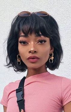 Short Hair Long Bangs, Natural Bangs, Black Bangs, Teens Hairstyles, Black Hair Bangs, Black Haircut, Bang Hairstyles, Hairstyles Bangs, 2022 Makeup