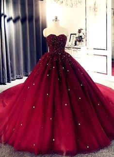 Red Sweet 16 Dresses, Burgundy Ball Gown, Vestido Charro, خواتم خطوبة, Puffy Wedding Dresses, Wedding Dress Tulle, Sweet 16 Dress, Red Ball Gown, Tulle Balls