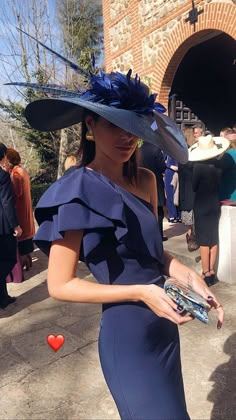 Navy Blue Prom, Derby Attire, Navy Blue Prom Dress, Race Outfit, Derby Fashion, Race Day Outfits