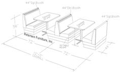 the drawing shows three chairs and two tables, with measurements for each chair in different positions