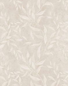 a white wallpaper with leaves on it