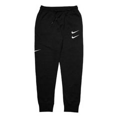 Nike Sportswear Swoosh Slim Fit Casual Sports Long Pants Black CJ4881-010 (Men's/Joggers/Gift Recommend/Sports Trousers) Nike Full Length Sports Joggers, Nike Black Joggers For Sports, Nike Black Sweatpants For Streetwear, Nike Casual Full-length Joggers, Nike Black Sportswear Joggers, Sports Trousers, Nike Pants, Mens Joggers, Stylish Sneakers