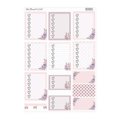 the pink planner stickers with hearts and flowers