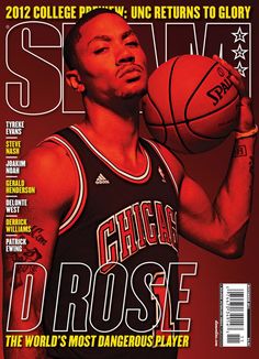 a man holding a basketball on top of a magazine cover