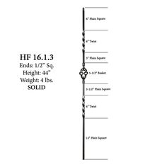 the height and width of a pole with measurements for each end, including two sides