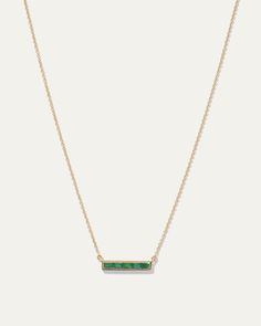 Emerald Jewelry Necklace, Gold Circle Ring, Estate Diamond Jewelry, Baguette Necklace, Classic Bar, Bezel Necklace, Green Pendants, Necklace Design, Emerald Necklace