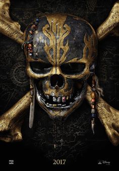 pirates of the caribbean movie poster with skull and crossbones on it's face