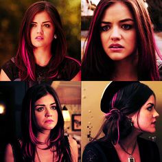 Aria Pink Hair, Aria Montgomery Pink Hair, Aria Montgomery Hair, Aria Hair, Pink Hair Streaks, 90s Grunge Hair, Pretty Little Liars Fashion, Vivid Hair Color