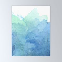 blue and green watercolor art print on white paper with the words, you can't