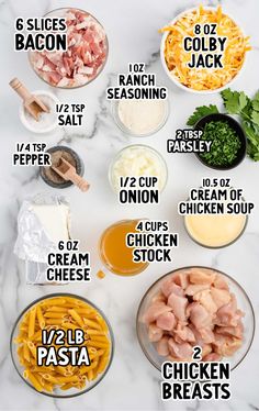 the ingredients to make this chicken pasta recipe