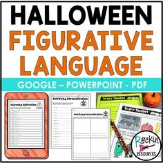 halloween themed language and writing activities for google power point