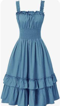 Steampunk Dress, Cute Dress Outfits, Midi Ruffle Dress, Fancy Dresses, Stylish Dresses, Blue Dress, Pretty Dresses, Classy Outfits, Modest Fashion