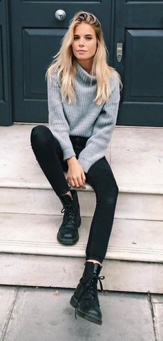 가을 패션, Casual Fall Outfits, Doc Martens, Looks Style, Fall Outfits Women