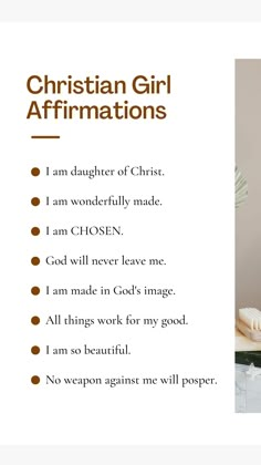 Reminders For 2024, Scriptures Around The House, Girly Scripture Wallpaper, Godly Woman Traits, Self Affirmations Quotes Aesthetic, God Study Motivation, I Am Made In The Image Of God, List Of Sins To Confess, Biblical Words Of Affirmation