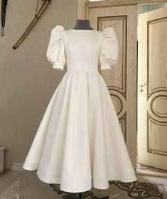 Confirmation Outfit, Prom Dresses Midi Length, Prom Dress White, White Princess Dress, Simple Frock Design, Bride Dress Simple, Civil Wedding Dresses, Stylish Wedding Dresses