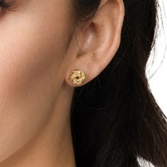 What's knot to love about these eye-catching Italian gold stud earrings? Made in responsibly sourced 100% repurposed 14K yellow gold Polished and textured ribbons are twisted into a classic love knot design. Friction backs Made in Italy From Reaura, KAY's first exclusive repurposed 14K gold collection Classic Love, Knot Stud Earrings, Knot Studs, Knot Design, Gold Stud Earrings, Love Knot, Gold Stud, Gold Polish, Gold Collection