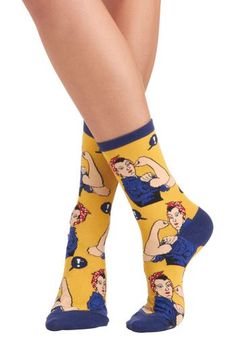 Silly Socks, Vintage Socks, Funky Socks, Sock Game, Rosie The Riveter, Crazy Socks, Funny Socks, Cute Socks, Happy Socks