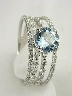 Aquamarine & diamonds Ring Settings, Diamond Ring Settings, Bling Rings, I Love Jewelry, Gorgeous Jewelry, Axes, Pretty Jewellery, Hippie Style, Blue Stone