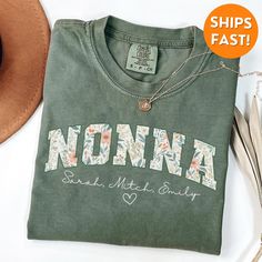 Comfort Colors® Nonna T-shirt, Nonna Shirt, Nonna gifts, Nonna Sweatshirt, Nonna Tshirt, Nonna Christmas Gift, New Grandma Shirt, New Nanna   About this t shirt: - Pre-shrunk cotton for size retention! - 100% US cotton that is ethically grown - Relaxed fit - Comfortable & cozy fabric Sizing details:  - We offer unisex sizing for all tees & sweatshirts. - Our Sweatshirts run about 1 size larger than typical women's sizing. - We carry several brands. Brand will vary based on color, size and availability. - Please check the size chart in the listing photos   Shipping & Processing: - Processing Time: Average of 1-3 business days - Shipping time: Calculated at checkout - Free domestic shipping to the mainland USA states   Returns, Exchanges, & Cancellations - Due to the timely manner we produce Nonna Gifts, Grandma Shirt, New Grandma, Grandma Shirts, Cozy Fabric, Holiday Items, Comfort Colors, Halloween Shopping, Sweat Shirt