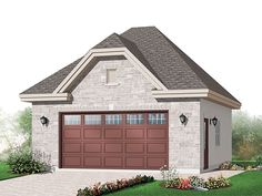 a two car garage is shown in this drawing