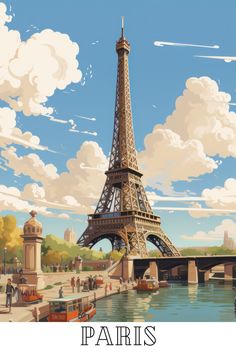 a painting of the eiffel tower in paris