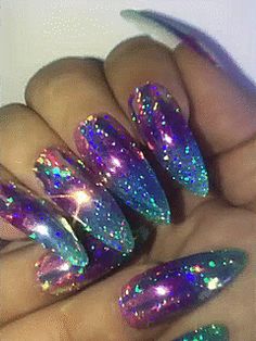 Space Barbie, Jazzy Nails, Stunning Nails, Colorful Nails, Glow Nails, Nail Salons, Holographic Nails, Dream Nails, Holographic Glitter