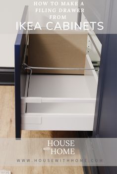 This is a pretty quick and easy hack to making a drawer in your Ikea Sektion cabinets into a filing drawer. Ikea Lateral File Cabinet, Ikea Galant File Cabinet Hack, Kitchen Cabinet File Drawer, Custom Filing Cabinet, Ikea Kitchen Office, Ikea File Cabinet Desk, Ikea Besta Filing Cabinet Hack, Ikea Hacks Office Built Ins, Home Office Built In File Cabinets