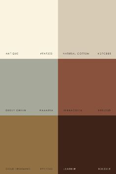 the different shades of brown, beige, and white are shown in this color palette