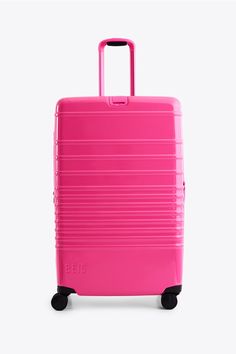 BÉIS 'The Large Check In Roller' in Barbie™ Pink - 29" Large Pink Luggage & Suitcases Hard Sided Luggage, Pink Luggage, Suitcase Tags, Wet Dry Bag, Hard Shell Luggage, Luggage Shop, Tsa Approved, Easy Packing, Shay Mitchell