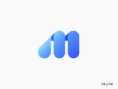 the letter m is made up of blue shapes and letters that appear to be overlapping