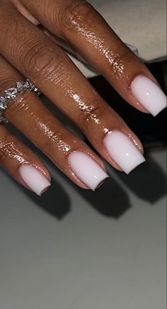 Single Nail Colors Acrylic, Short Nails Gel Polish Classy, Matte French Tip Nails White, Simple Classic Nails Short, Light Nails Square, Simple Cute Dip Nails, Sorry Square Nails, Long But Short Nails, Plain White Short Nails