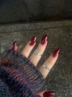 Muted Red Nails, Nails Dark Red, Rose Are Red, Dark Red Nails, Cherry Nails, Really Cute Nails, Soft Nails, Downtown Girl