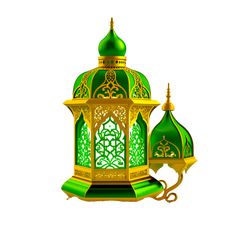 a green and gold lantern with intricate designs