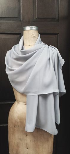 "Chiffon shawl great complimentary for you outfit. Large size of this shall allow to wear it as wrap; light weight of fabric will making elegant draping on your shoulders. Polyester fabric prevent from appearing wrinkle when wearing. Wrap, tie to make unique design as desire. Size around 18\" x 70\" Color: Platinum/Light Grey Fabric: Chiffon /Poly Many color available. Please contact with any questions." Shoulder Wrap Shawl, Elegant Winter Scarf, Scarf For Dress, Fabric Study, Rome Outfits, Outfit Large, Shawl Outfit, Light Grey Fabric, Chiffon Shawl