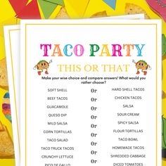 a printable taco party game for kids