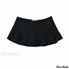 Olivia Mark - Winter Fashion Casual Basic Pleated Mini Skirt Casual Fitted Black Pleated Skirt, Black Stretch Mini Skirt For School, Black School Tennis Skirt For Spring, Black Spring Tennis Skirt For School, Black Tennis Skirt For School In Spring, Chic Black Skort For School, Classic Black Mini Skirt For Party, Chic School Skirt, Chic Fitted School Skirt