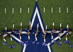 cheerleaders perform on the field during a football game