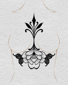 Sternum To Chest Tattoo, Sternum Chest Tattoo, Kneecap Tattoo Women, Ornamental Flower, Art Deco Tattoo, Tattoo Samples, Side Neck Tattoo, Traditional Tattoo Flowers, Flower Tattoo Meanings